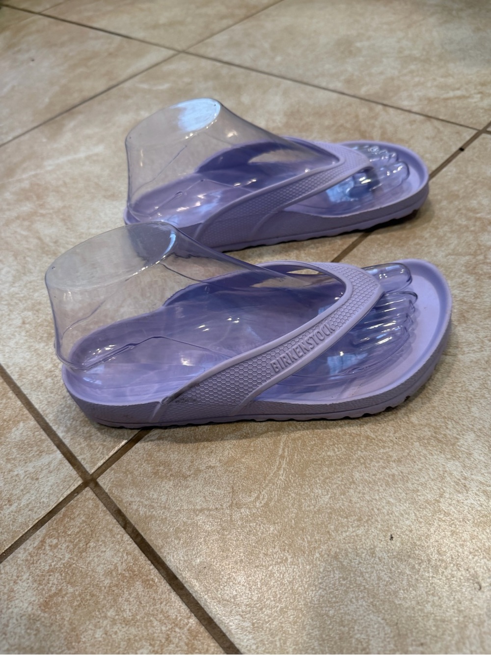 Birkenstock Lilac Slide Sandals with Clear Strap Sz 5 EUC